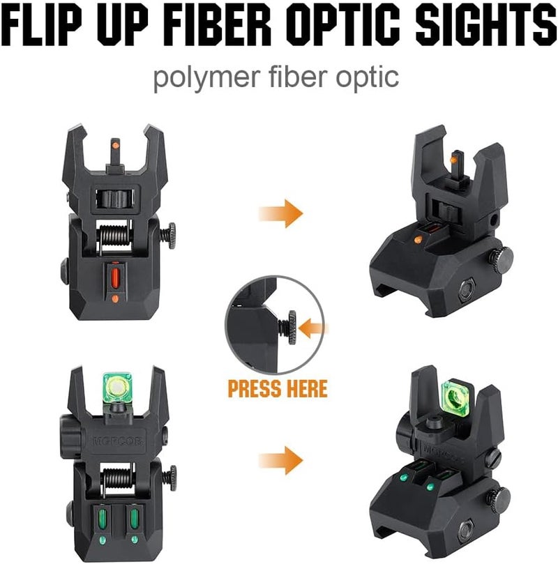 ohhunt Fiber Optic Sights Foldable Flip Up Sights Back up Sight Polymer Fiber A15 - Image 3